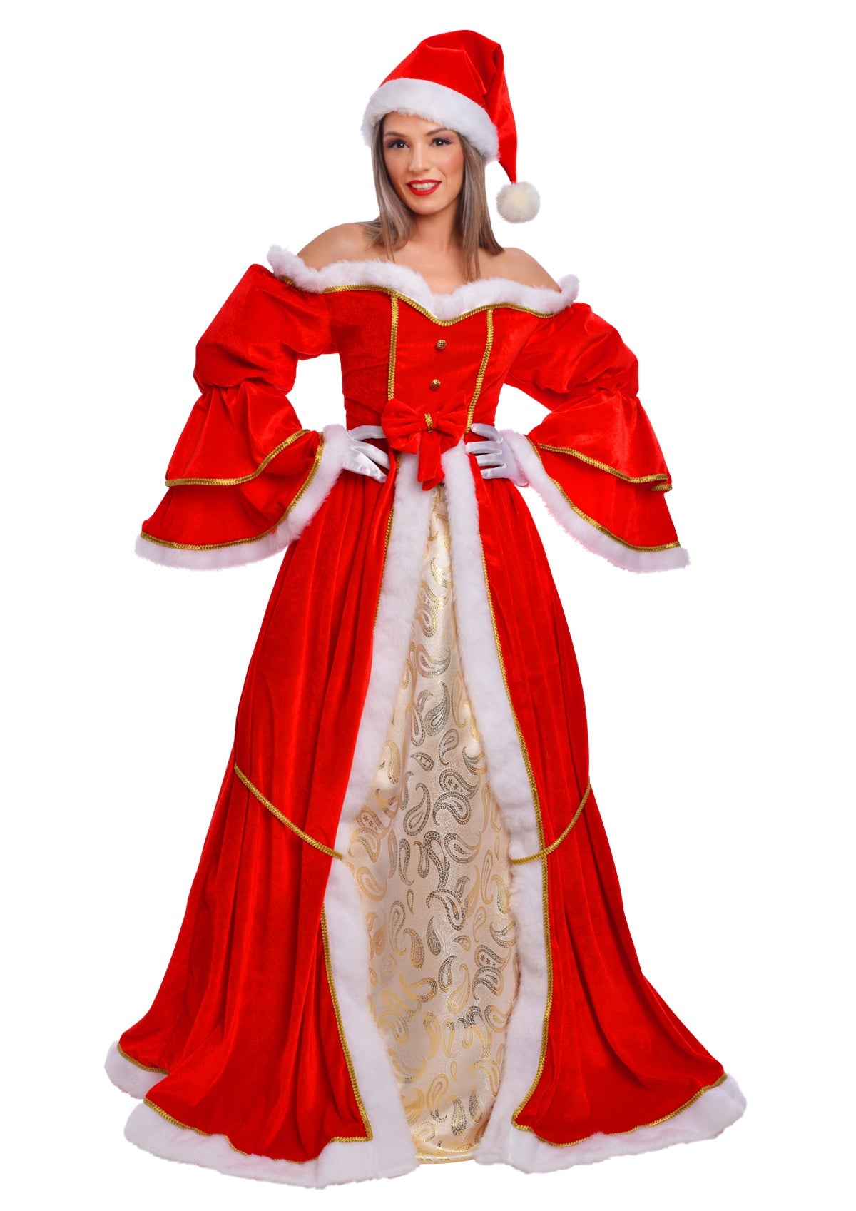 Costume Mère Noël de luxe en velours - élégance et authenticité