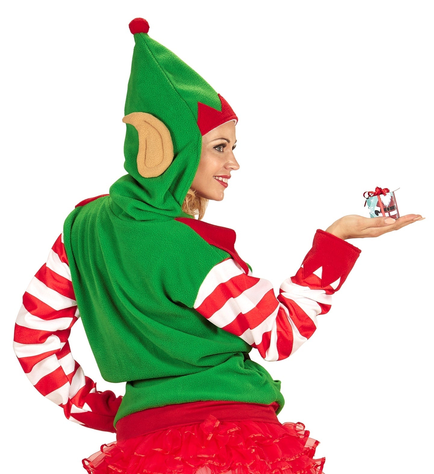 Polaire Lutin de Noël pour adulte (veste à capuche)