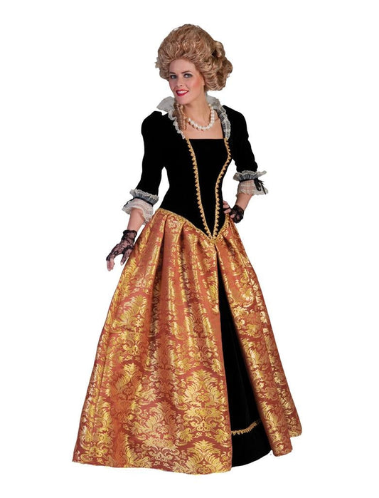 Costume Reine Baroque femme noir et ocre