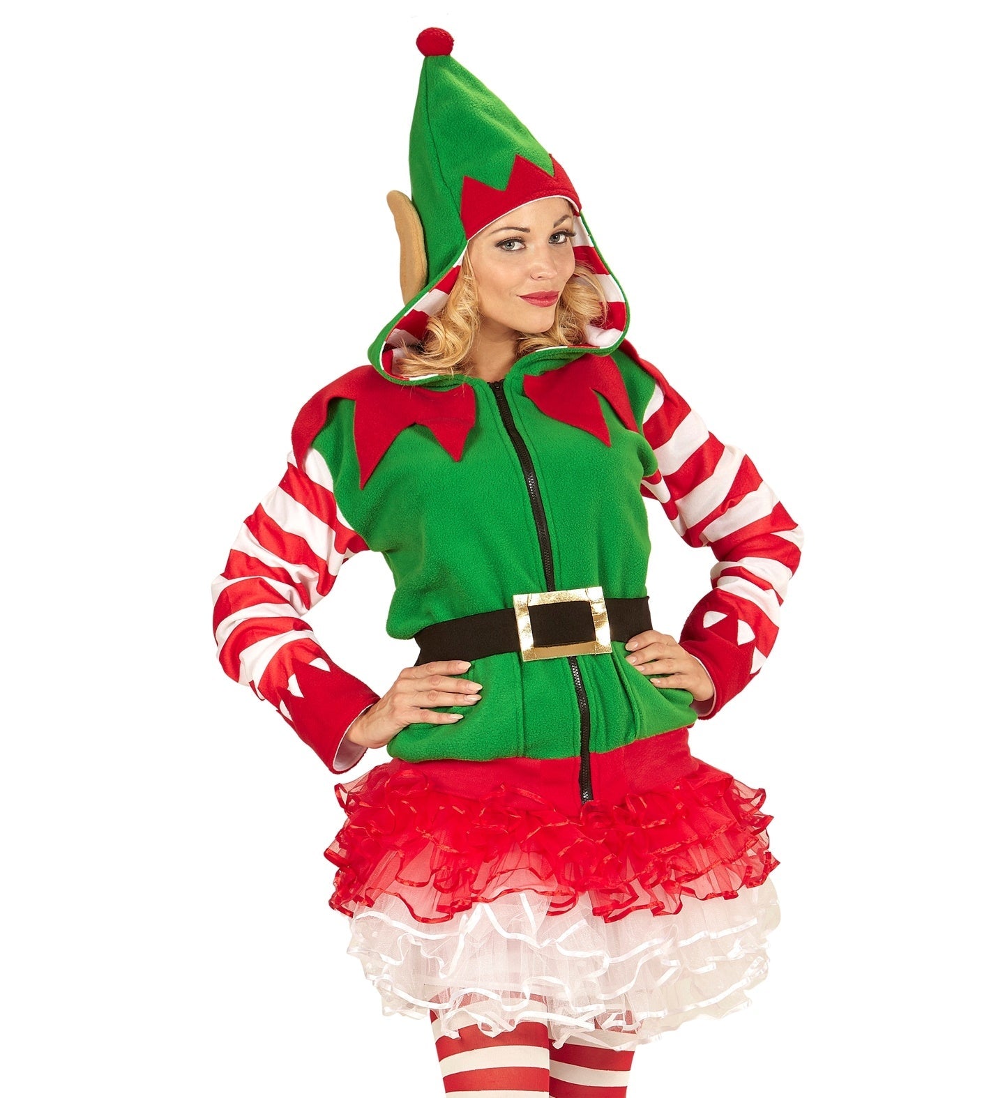 Polaire Lutin de Noël pour adulte (veste à capuche)