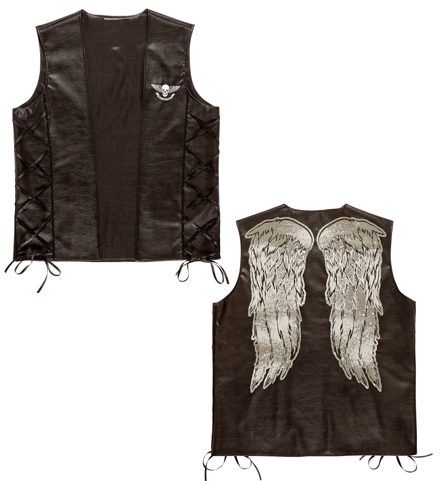 Gilet Biker noir avec ailes d'ange