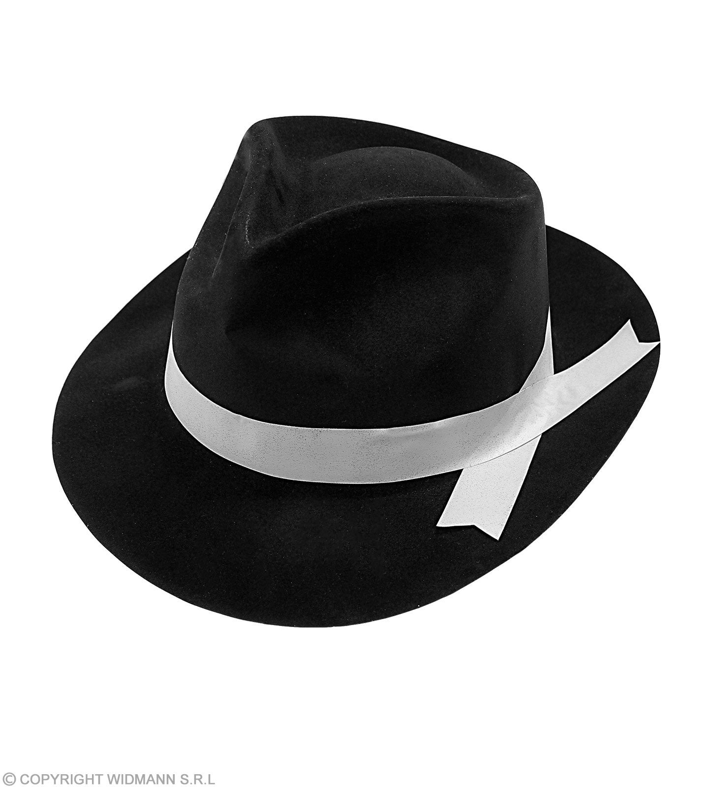 Chapeau Gangster noir mixte avec Ruban Blanc