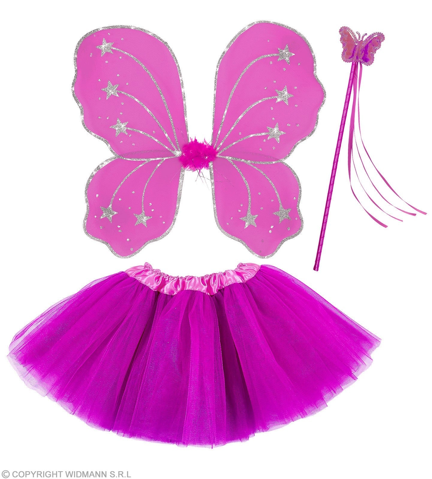 Set de Fée magique, fille  Fushia (tutu, ailes, baguette magique)