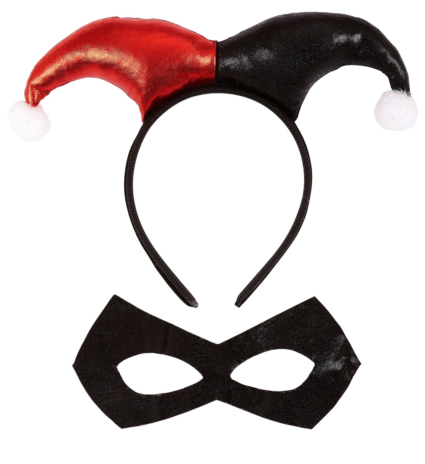 Set Arlequin Femme rouge et noir (Serre-tête & masque)