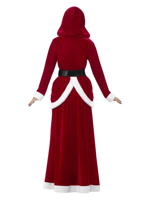 Déguisement Mère Noël, Rouge, Deluxe (robe avec capuche et ceinture noire)