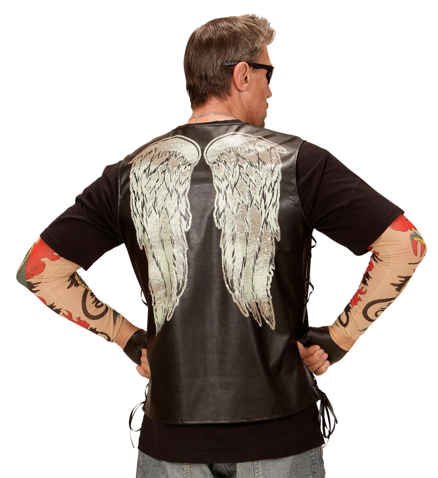 Gilet Biker noir avec ailes d'ange